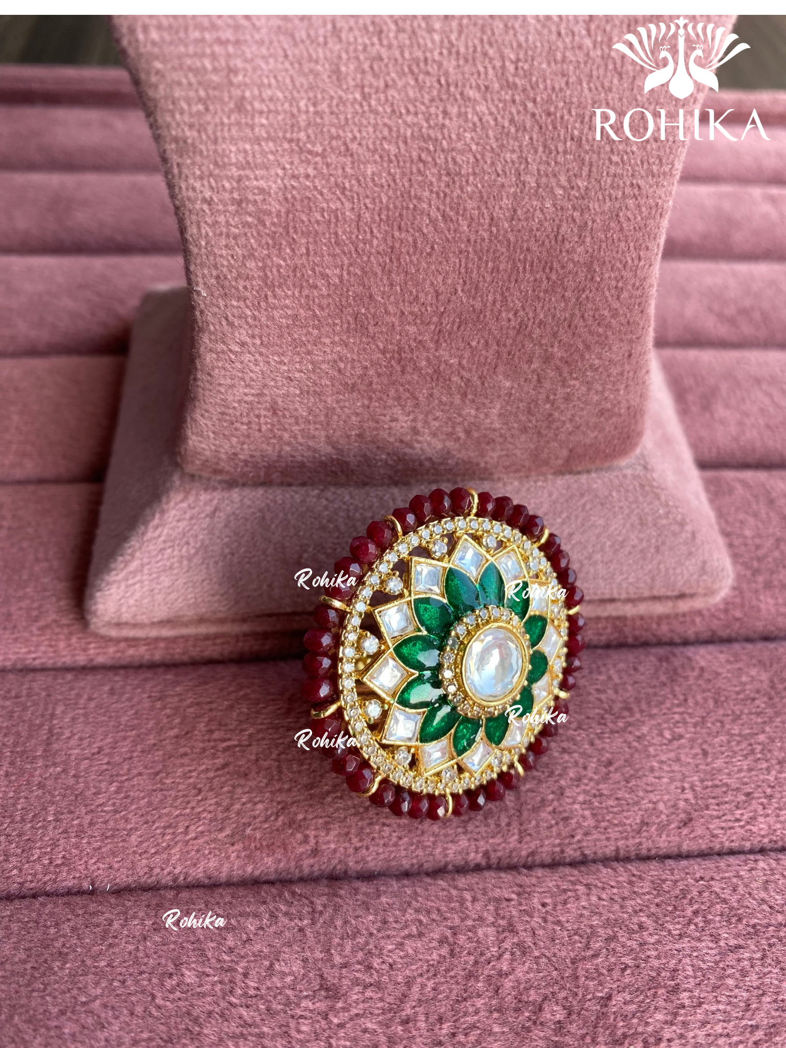 Angana polki kundan ring (SG-083) - Green