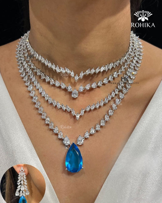 Eliana American Diamond Necklace - Blue