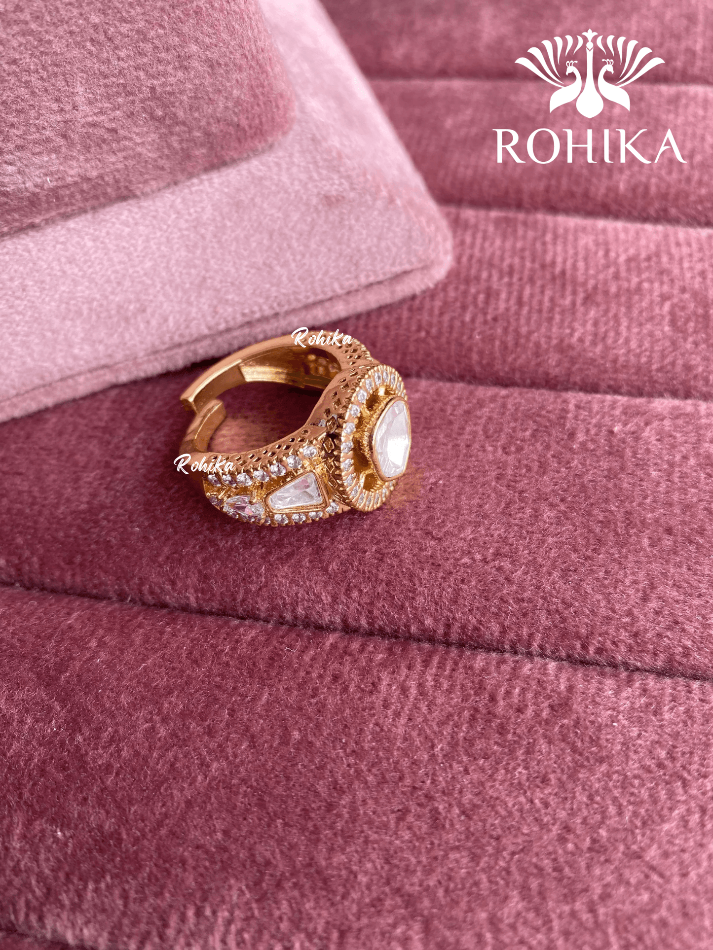 Angana polki kundan ring (SG-020) - White - Rohika Store