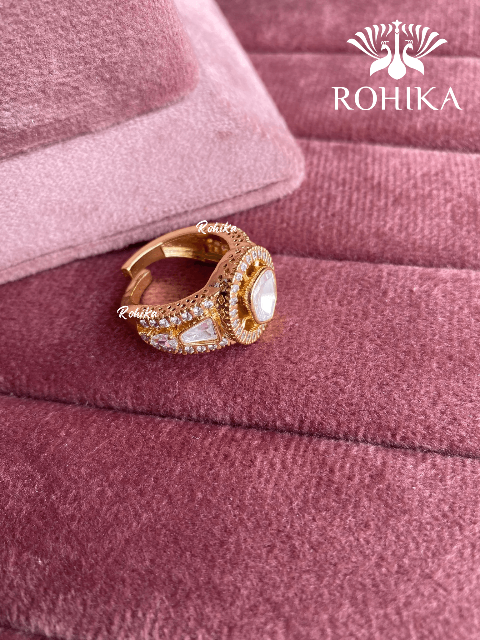 Angana polki kundan ring (SG-020) - White - Rohika Store