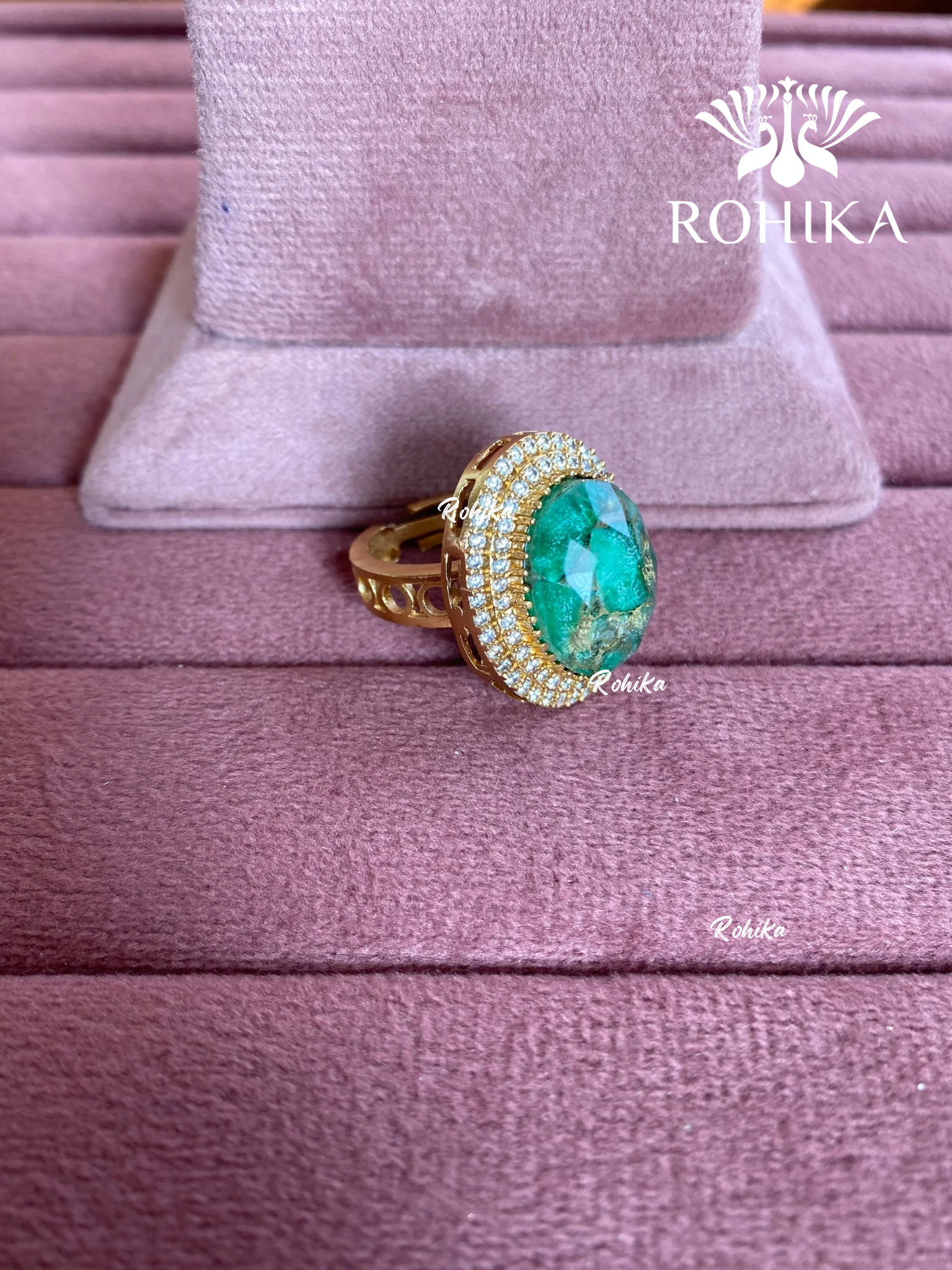 Angana polki kundan ring (SG-137) - Green