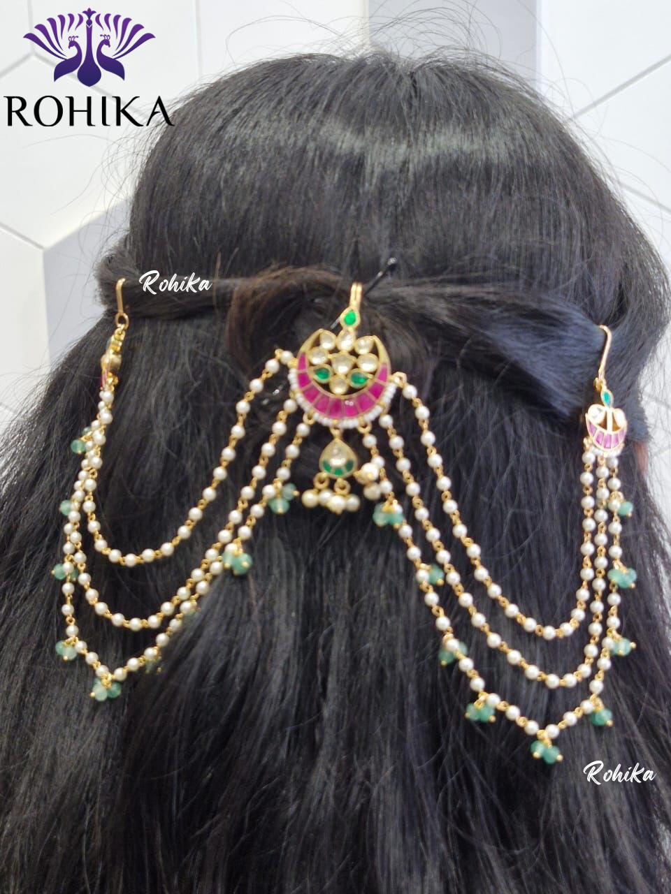 Pachhi kundan hair accessories - Multi colour