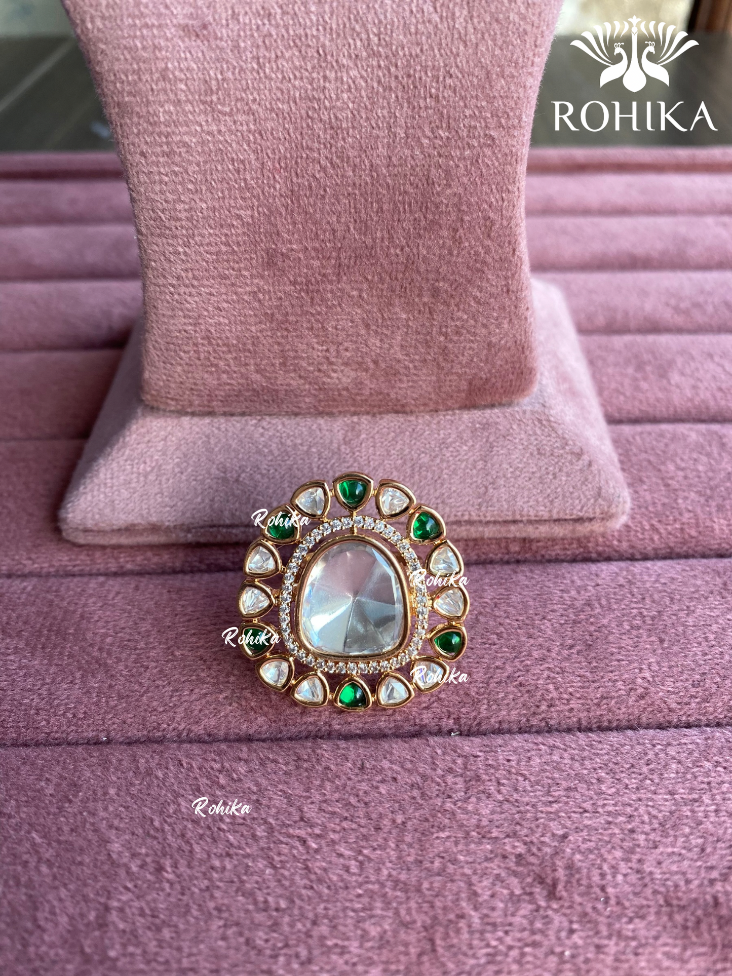 Angana polki kundan ring (SG-063) - Green