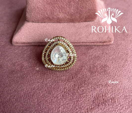 Angana polki kundan ring  (SG-025) - White