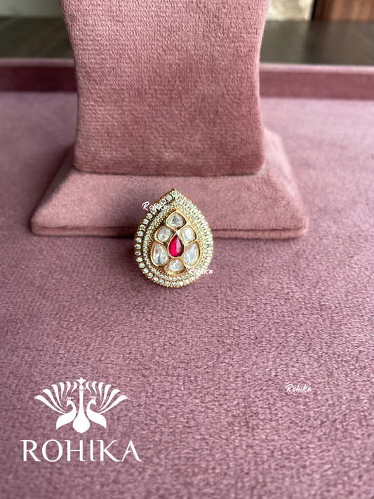 Angana polki kundan ring  (SG-023) - Red