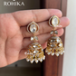 Nimra polki kundan jhumka earrings - Golden