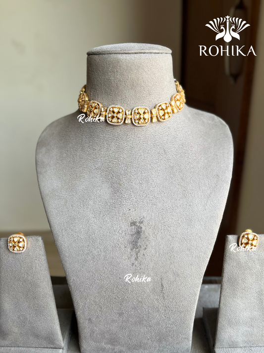 Surbhi goldplated moisanite choker set - Golden