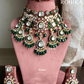 Orishti bikaneri kundan bridal necklace set - Dark green