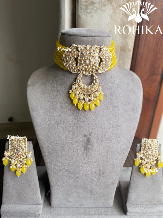 Bindu choker set - Yellow