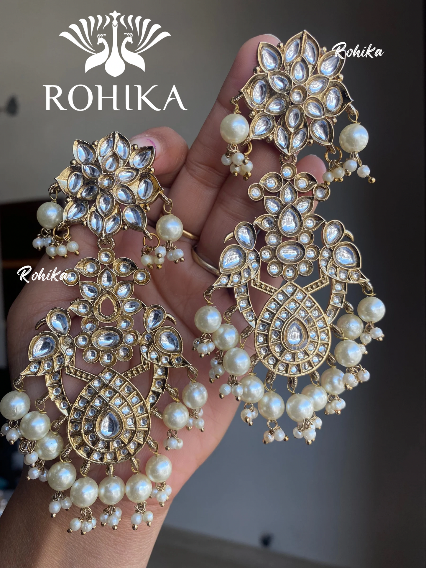 Anupama kundan earrings -White