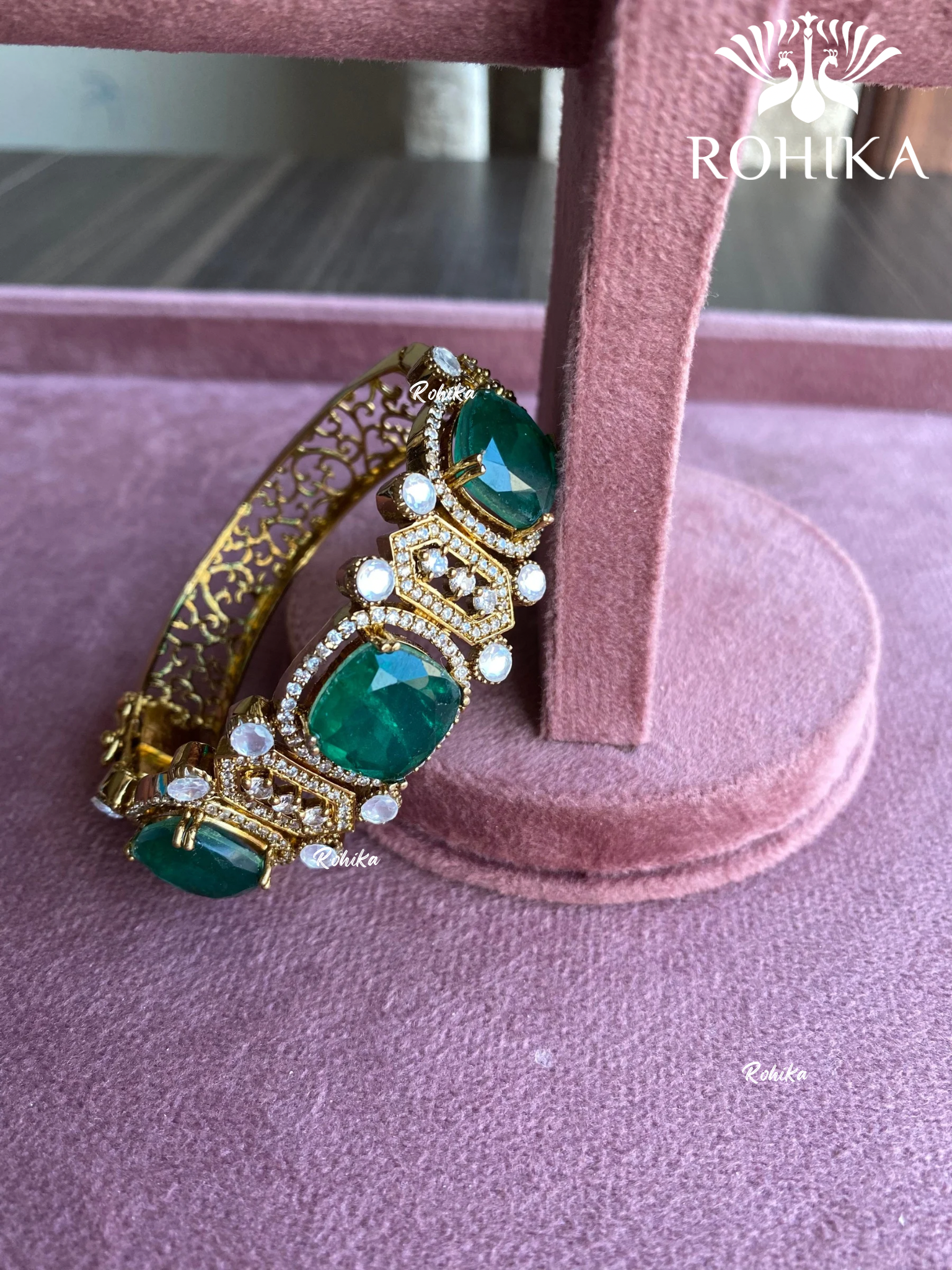 Diksha double moisanite bracelet - Dark green