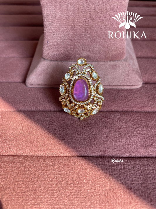 Angana polki kundan ring (SG-119) - Purple