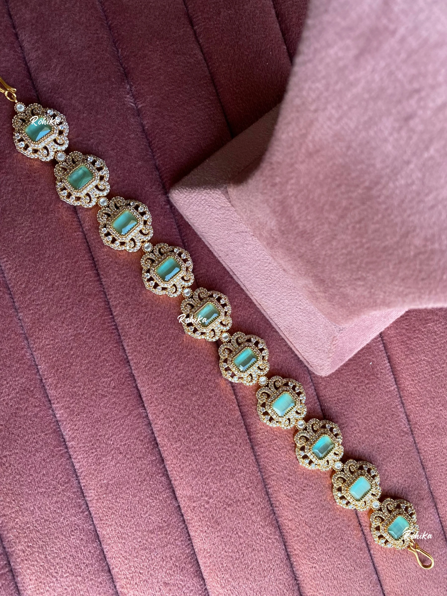 Kesha polki kundan sheeshphool (SP-021) - Mint green