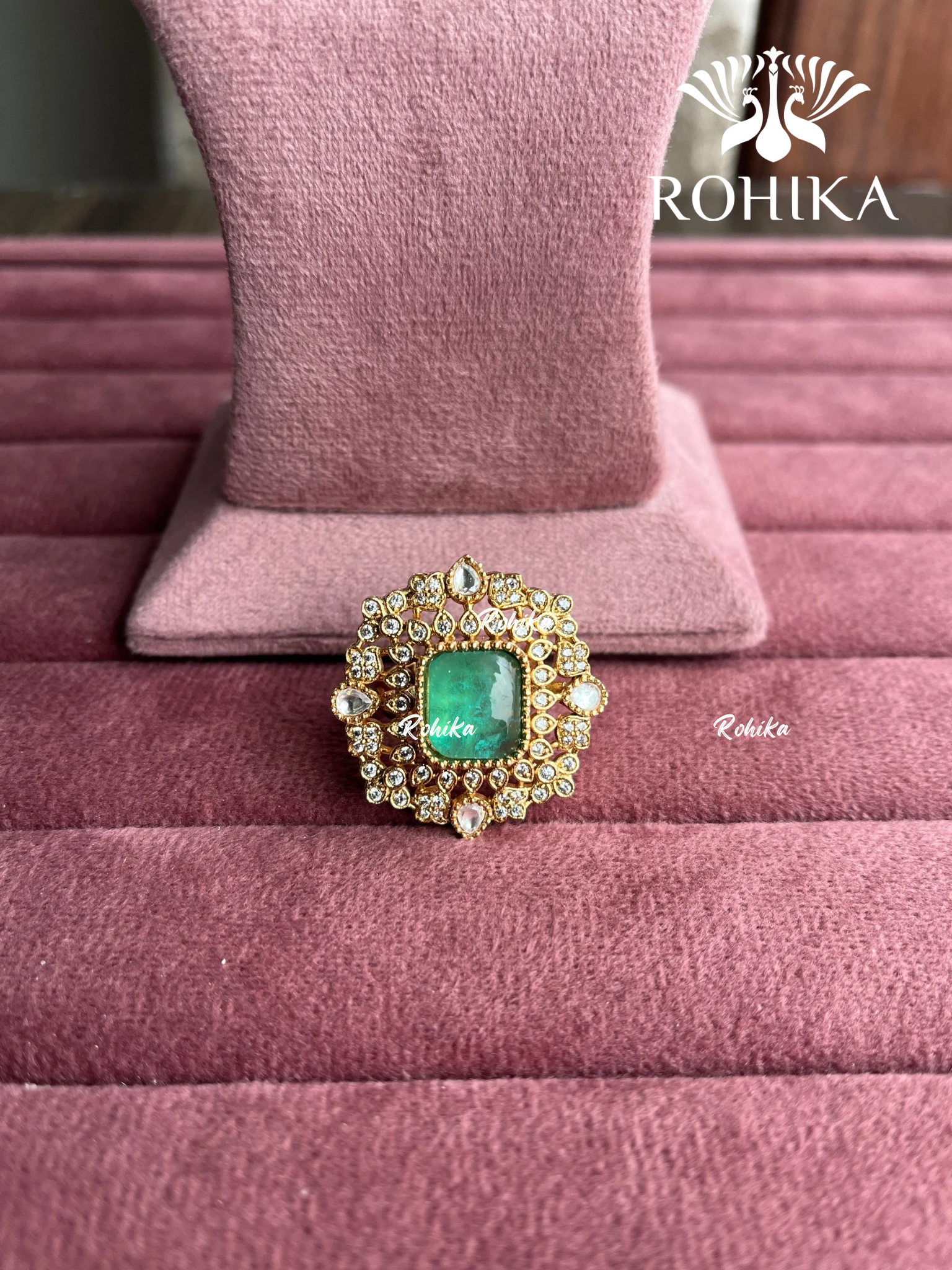 Angana polki kundan ring (SG-129) - Mint green