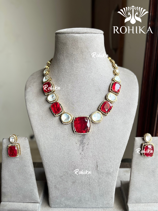 Soha doublet necklace set - Red