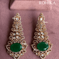 Chandrika polki kundan earrings - Green - Rohika Store