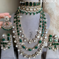 Bhoomika moisanite kundan combo set - Dark Green