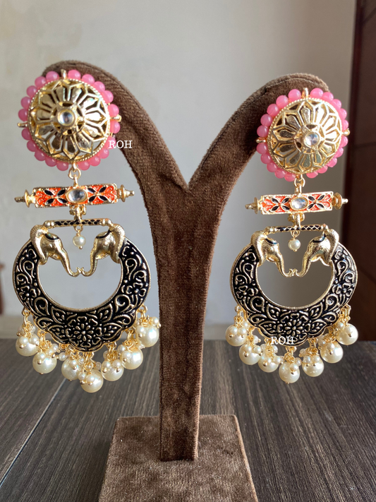 Gaja meenakari earrings - Black