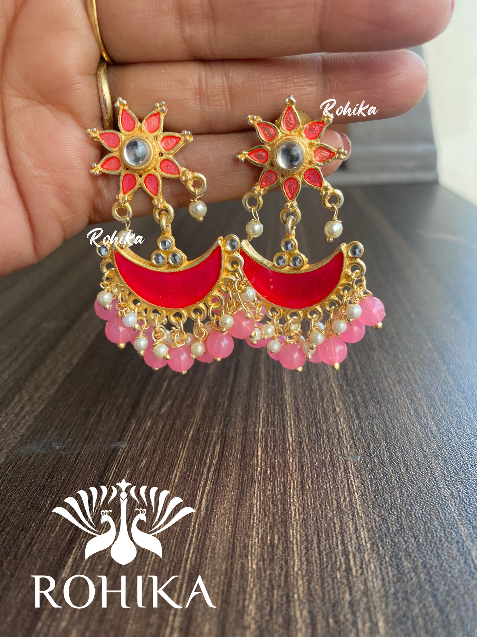 Preeti  beautiful earrings-Dark pink