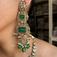 Alani Polki Kundan Long Bridal Necklace Set - Dark Green