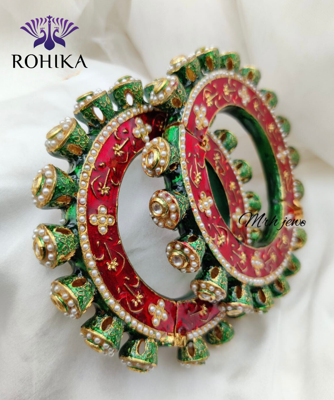 Aayat jadau bangles - Red and Green