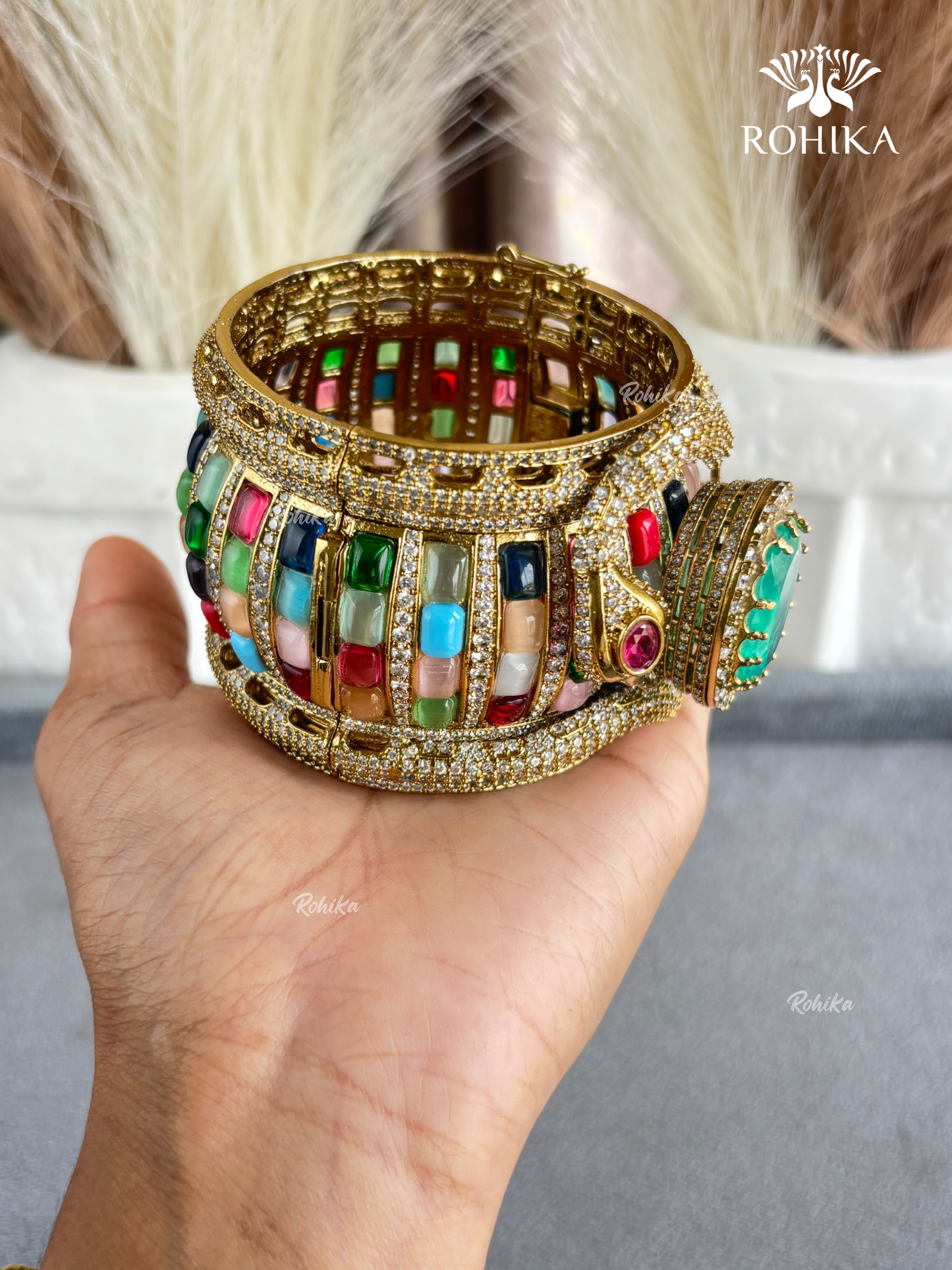 Sabya Deisgner Semi-Precious Kada (SSB004) -  Multi Colour