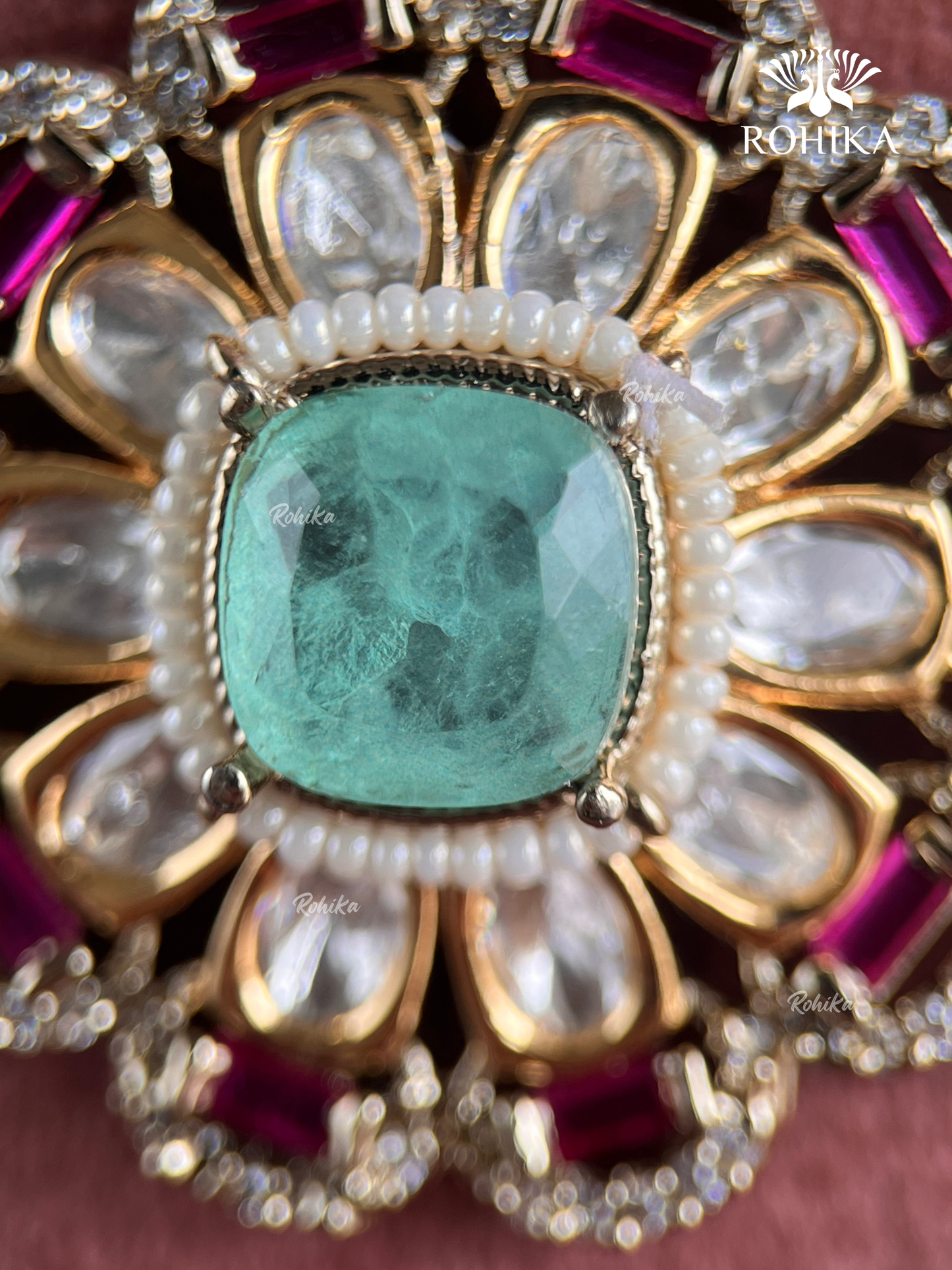 Akshita Moisanite Choker Set - Mint Green