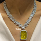 Olive american diamond  necklace set - Yellow