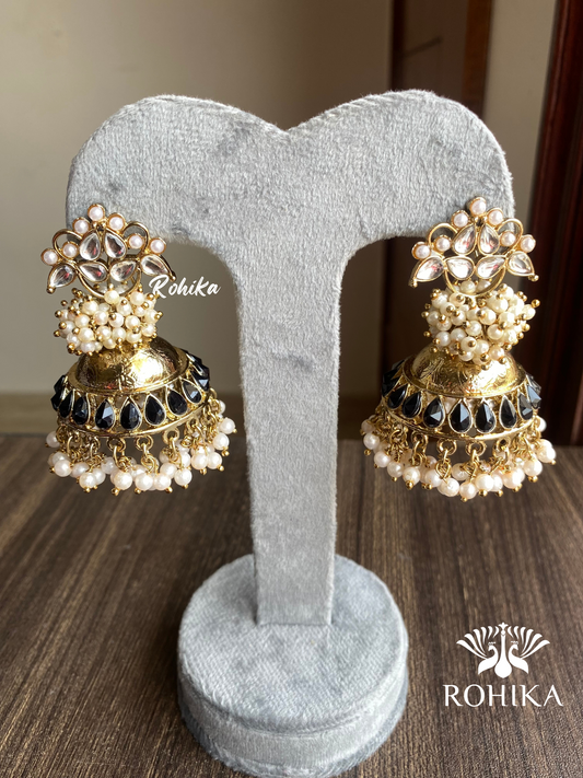 Isha jhumka earrings - Black