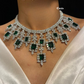 Bella american diamond necklace set -Dark Green