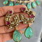 Floral choker set -  Ruby red & mint green