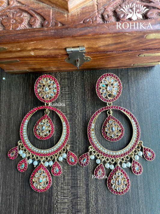 Sitara polki earrings - Red