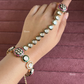 Bikaneri kundan haathphool (HP021) - Green and Ruby Red