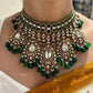 Anokhi Polki Kundan Bridal Necklace Set - Dark green