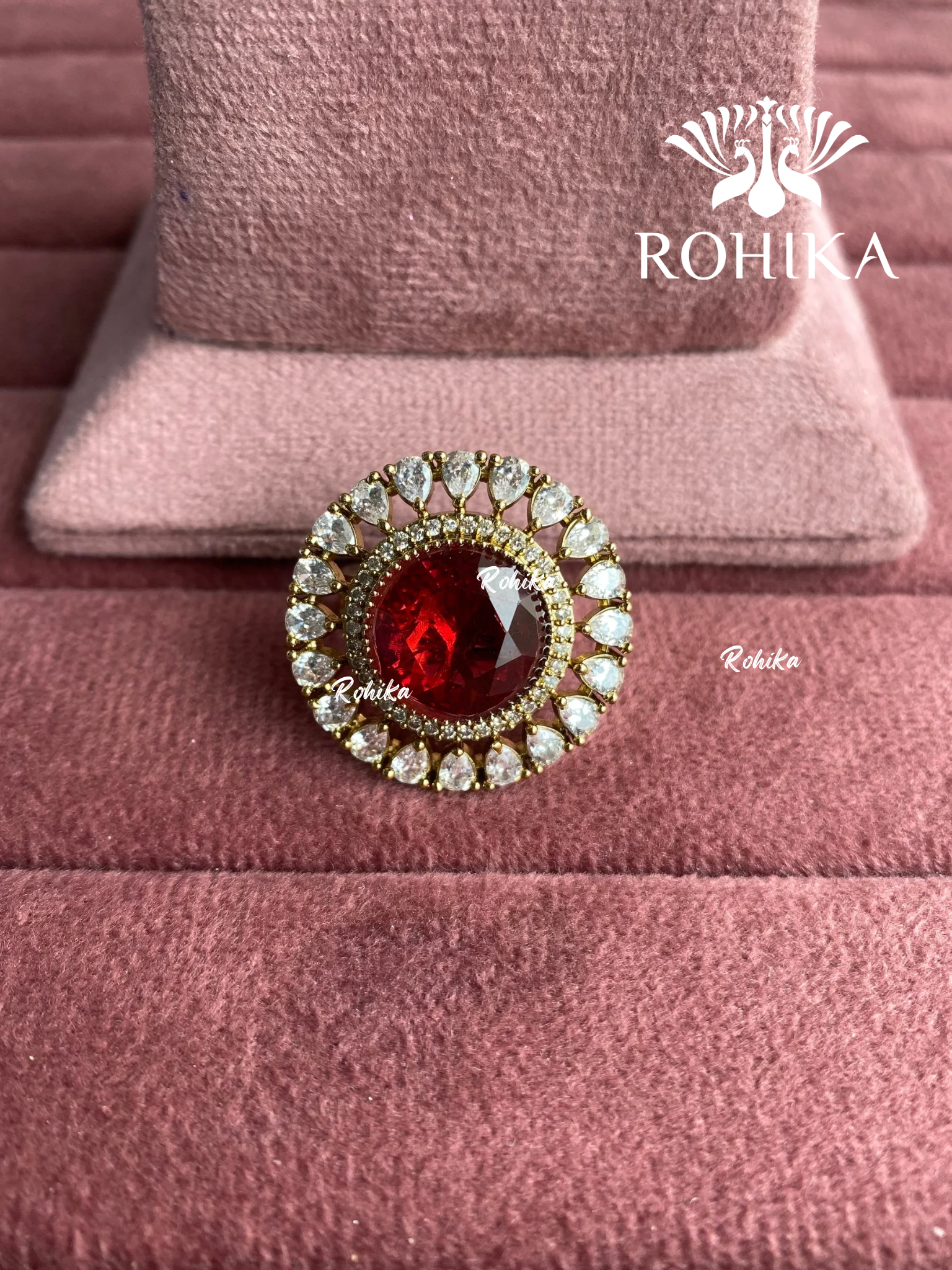 Angana polki kundan ring (SG-135) - Ruby red