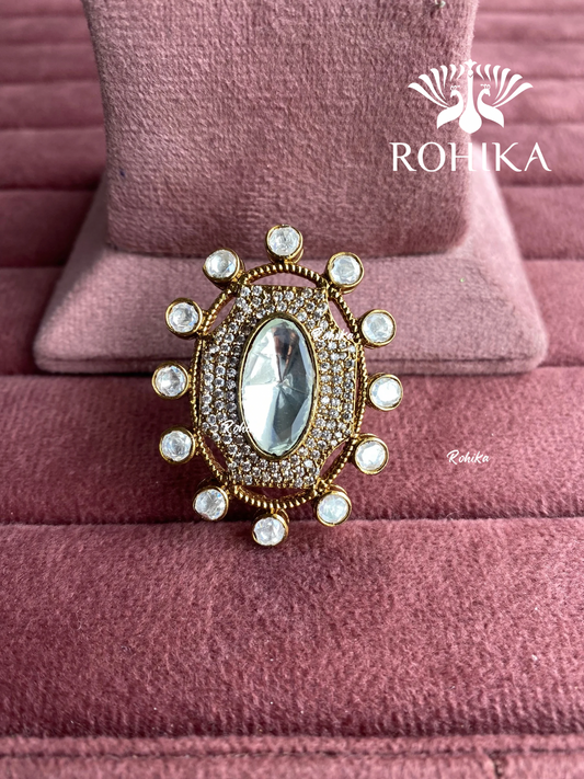 Angana polki kundan ring (SG-134) - White