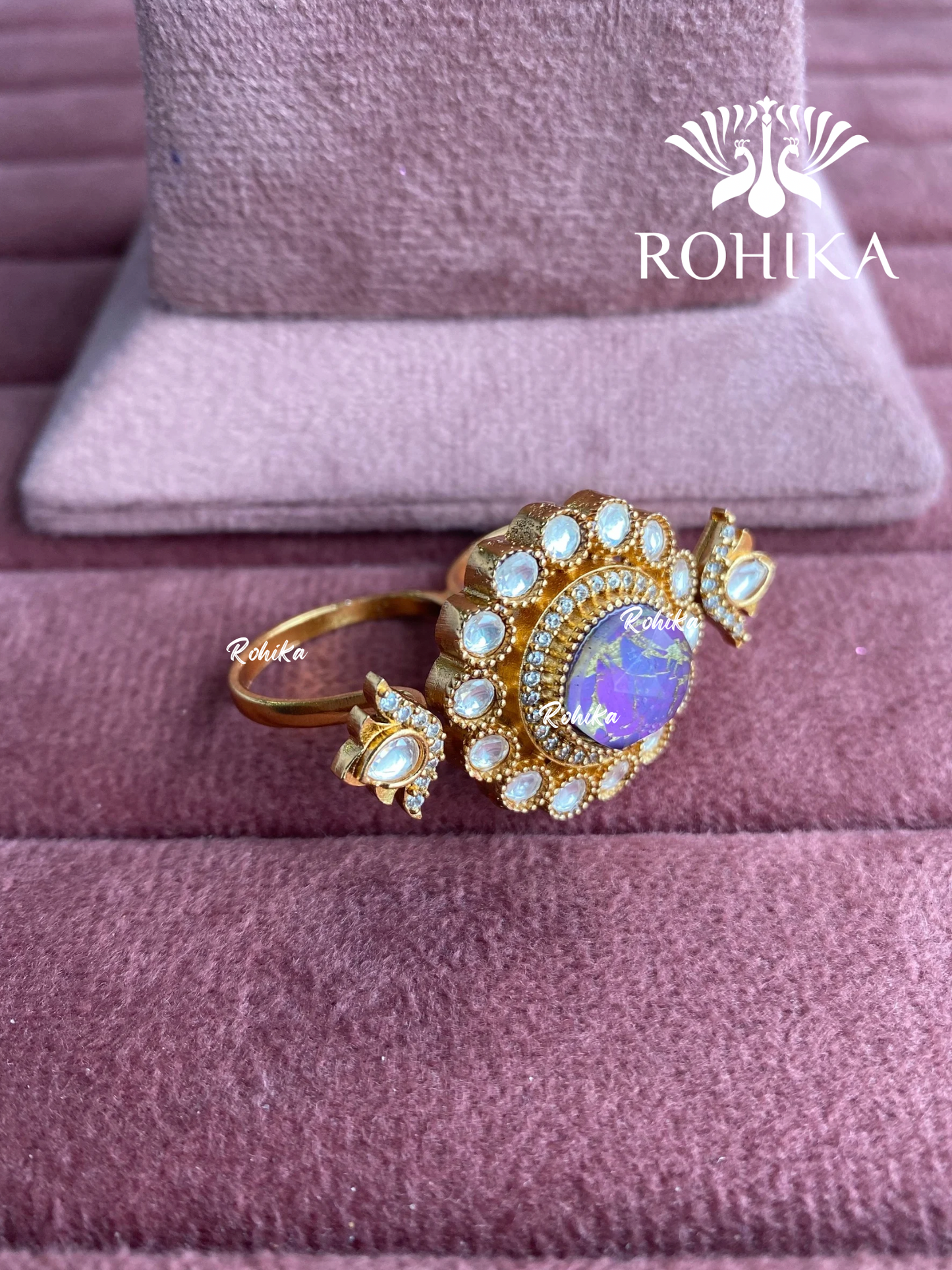 Angana polki kundan ring (SG-145) - Purple