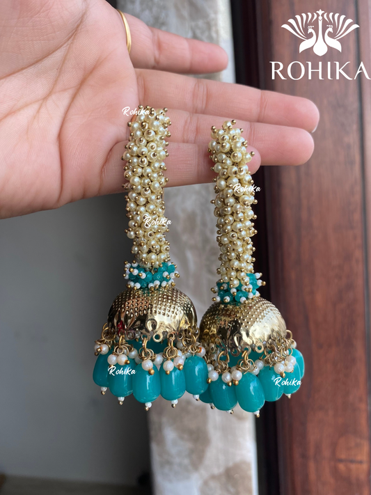 Ravlin jhumka earrings - Green