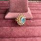 Angana polki kundan ring (SG-131) - Sky blue