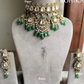 Visha bikaneri polki kundan necklace set - Dark green