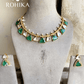 Amanat polki kundan necklace set - Mint green - Rohika Store