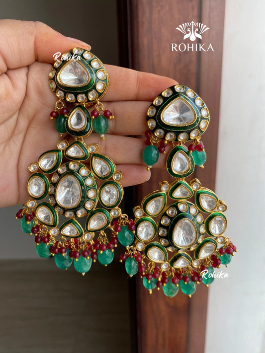 Somya bikaneri kundan earrings - Green