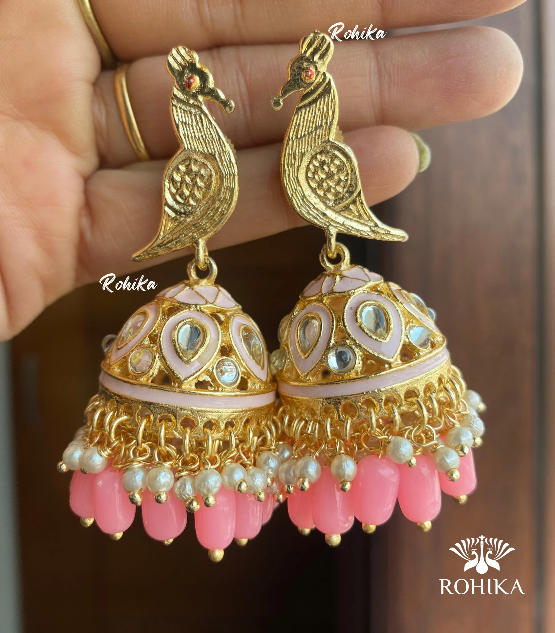 Nitya jhumka earrings - Baby Pink