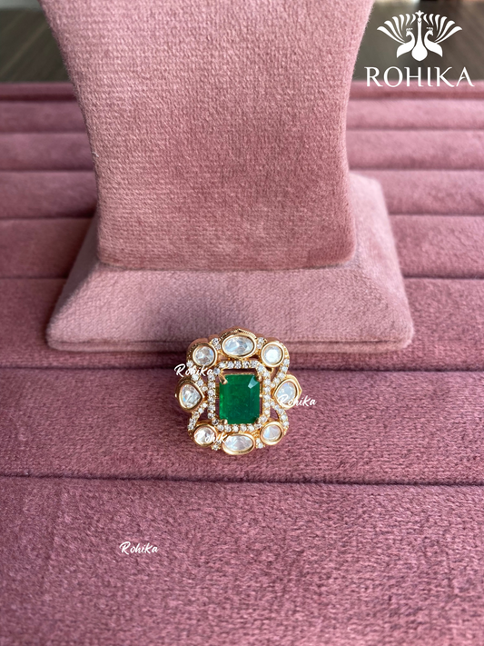 Angana polki kundan ring (SG-082) - Green