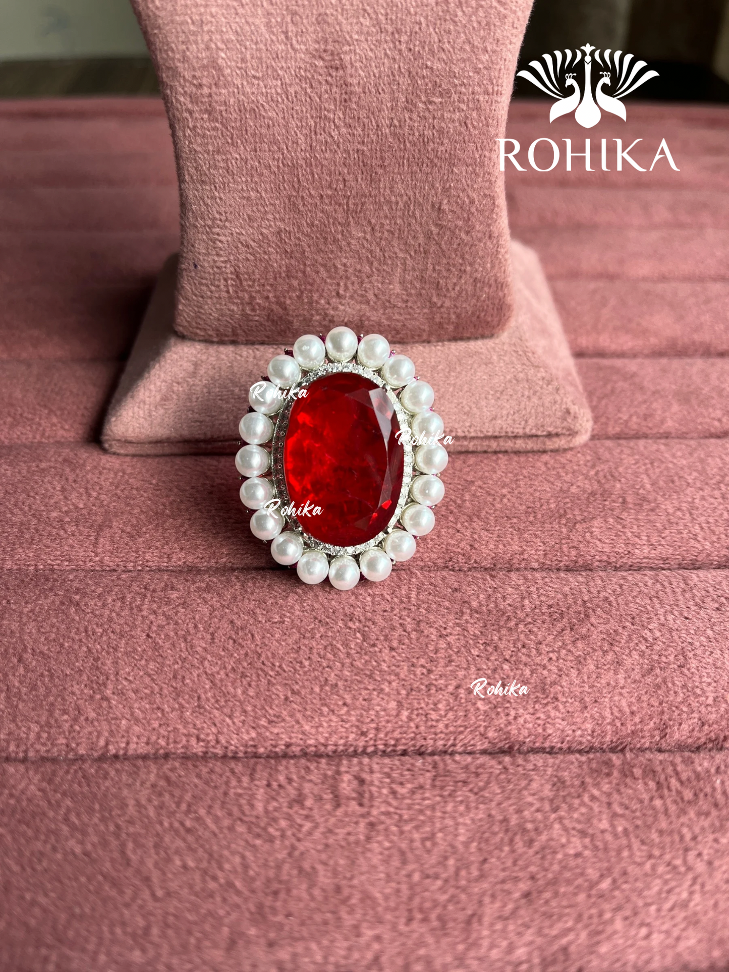 Angana polki kundan ring (SG-120) - Red