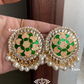 Khushi kundan studs - Peach and green