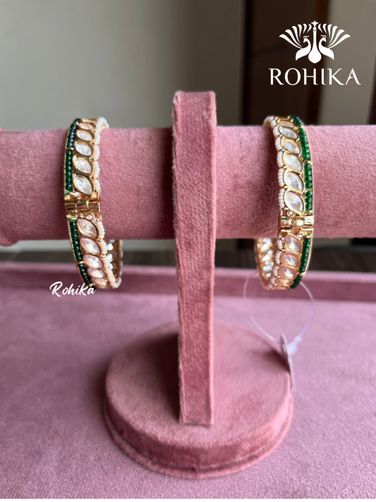 Ahan polki kundan kada/bangles - Green