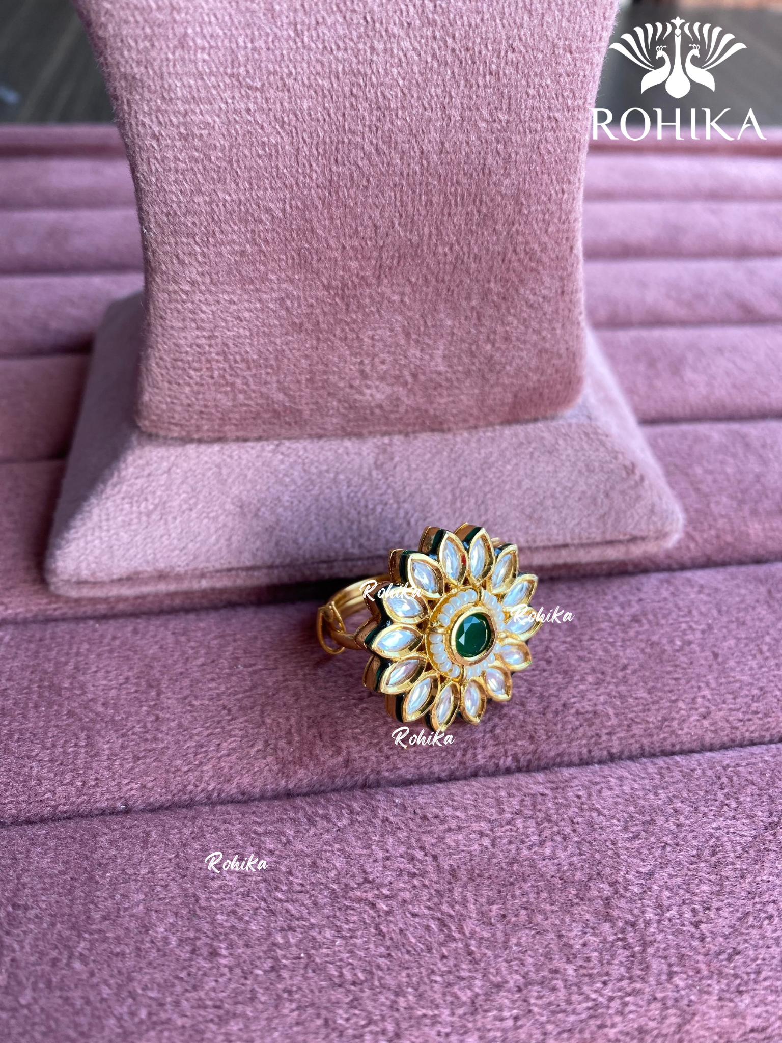 Angana polki kundan ring (SG-067) - Green