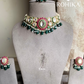 Pragya polki kundan choker set - Dark Green