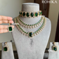 Meer american diamond  necklace set - Green